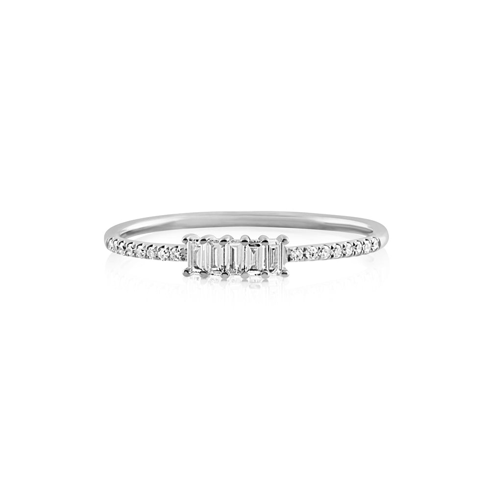 Five Baguette Diamond Ring White Gold