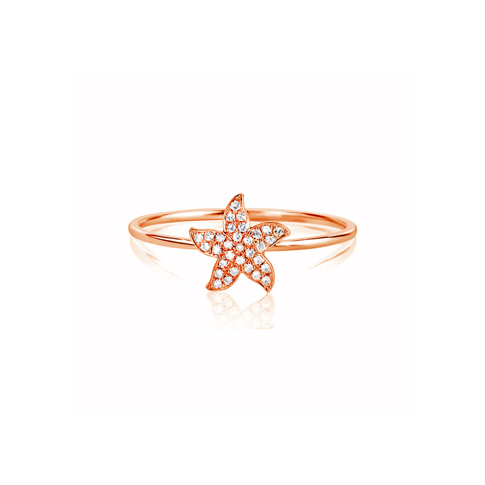 Diamond Starfish Ring Rose Gold