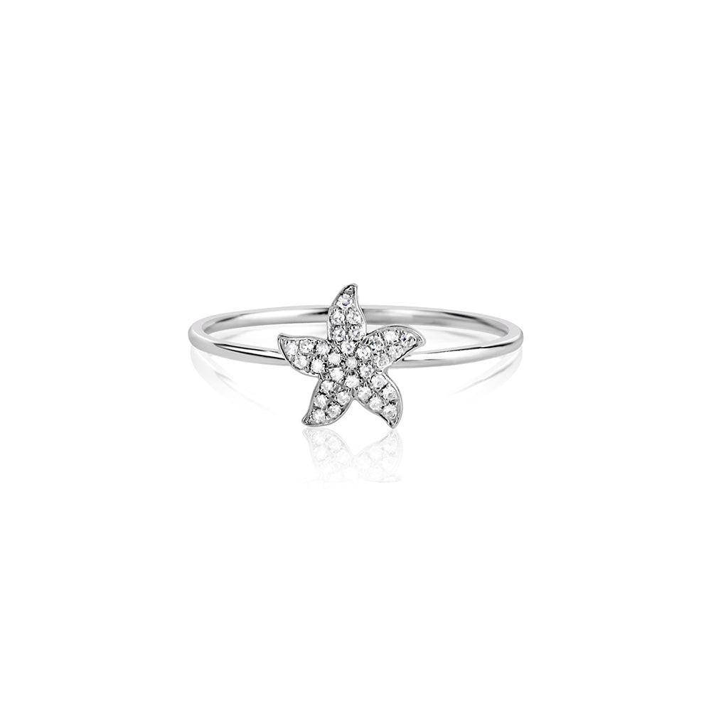 Diamond Starfish Ring White Gold