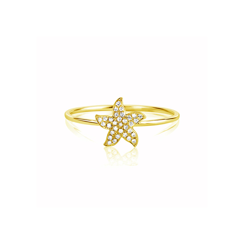 Diamond Starfish Ring Yellow Gold