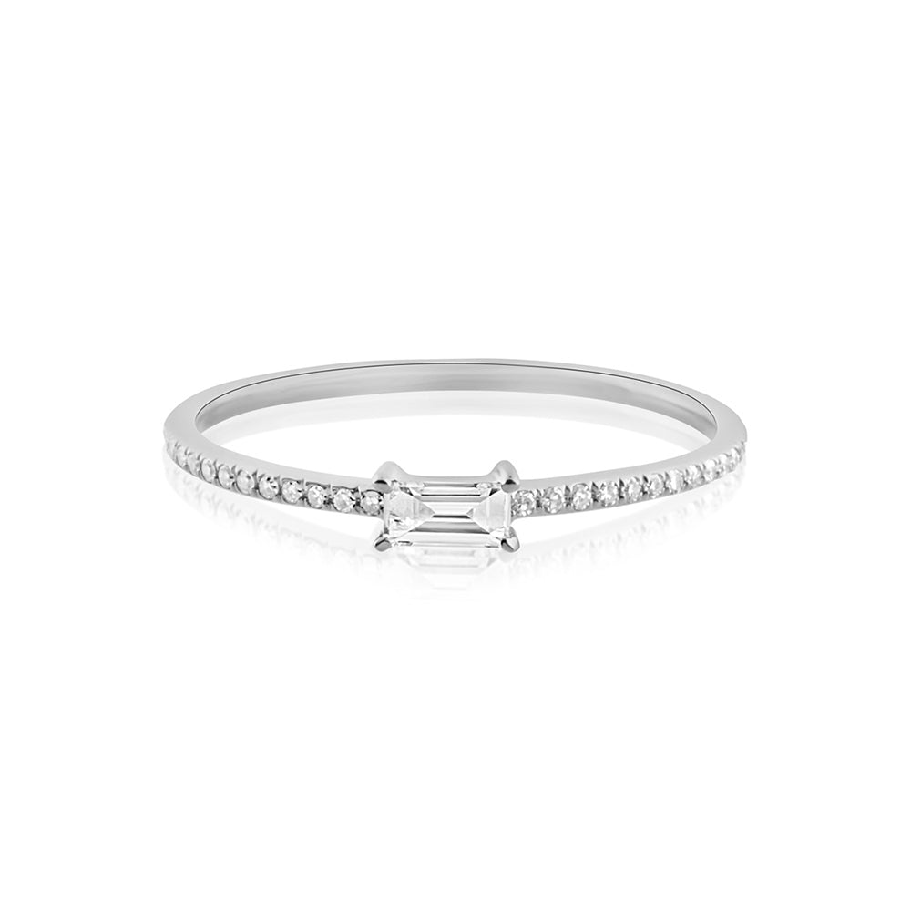 Horizontal baguette hot sale engagement ring