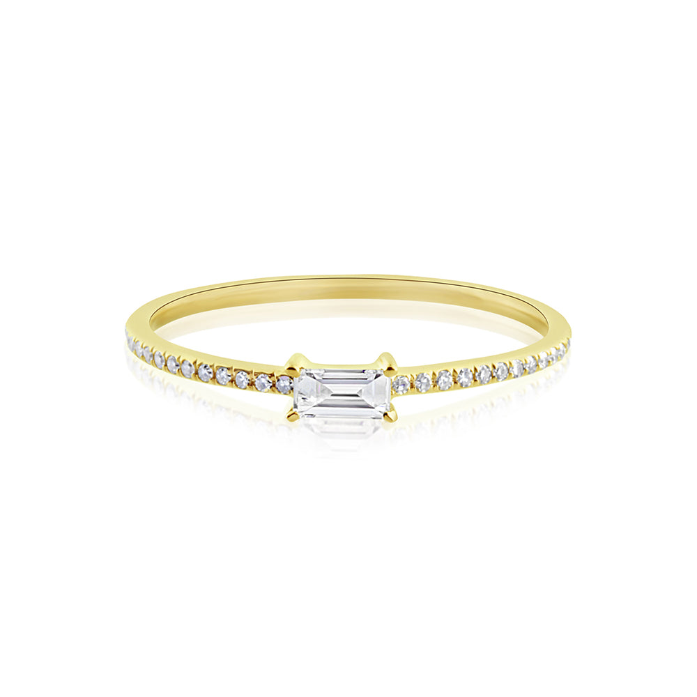 Horizontal Baguette Diamond Ring Yellow Gold