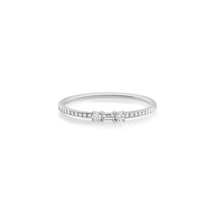 Baguette and Round Diamond Ring White Gold