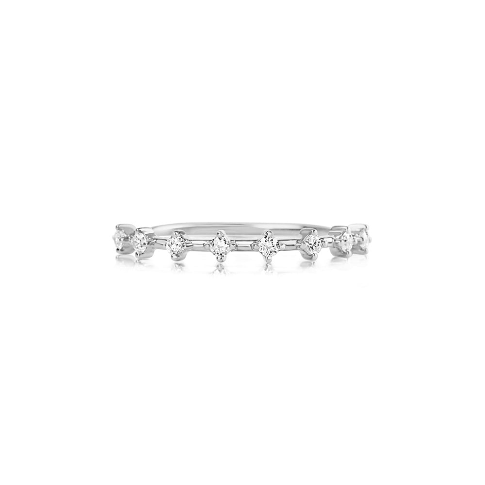 Eight Diamond Segment Ring White Gold