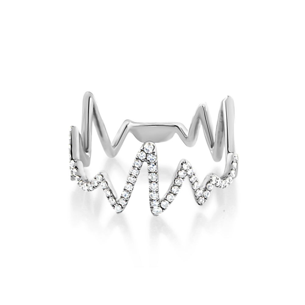 ミュージシャン RILY Heart Pins White Diamond Heartbeat Ring White Gold - J. LUU