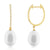 Pearl and Diamond Hoop Earrings Yellow Gold