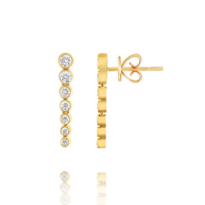 Bezel Set Diamond Drop Earrings Yellow Gold
