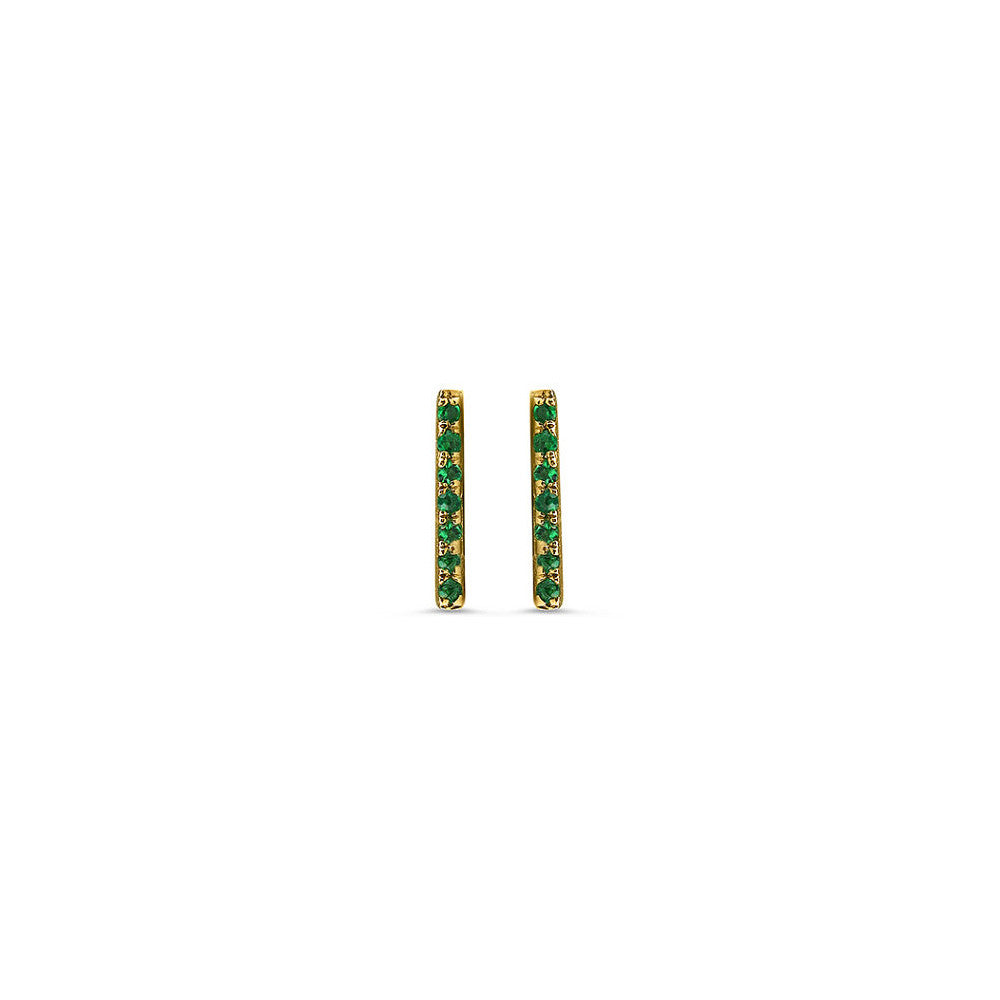 Emerald Bar Earrings Yellow Gold