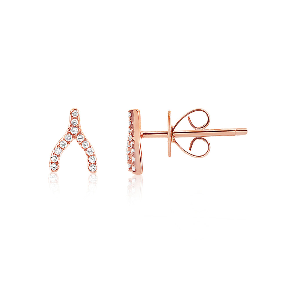 Diamond Wishbone Earrings Rose Gold