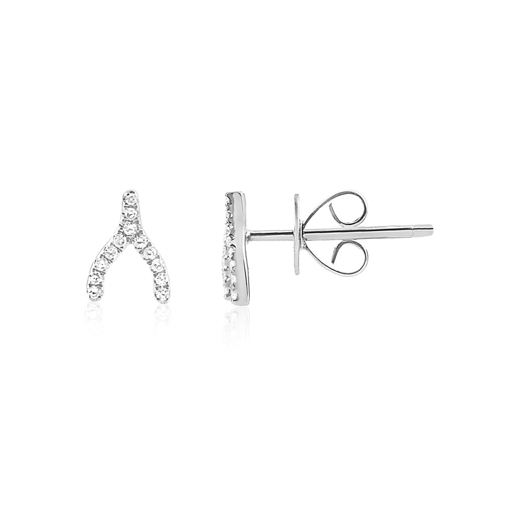 Diamond Wishbone Earrings White Gold