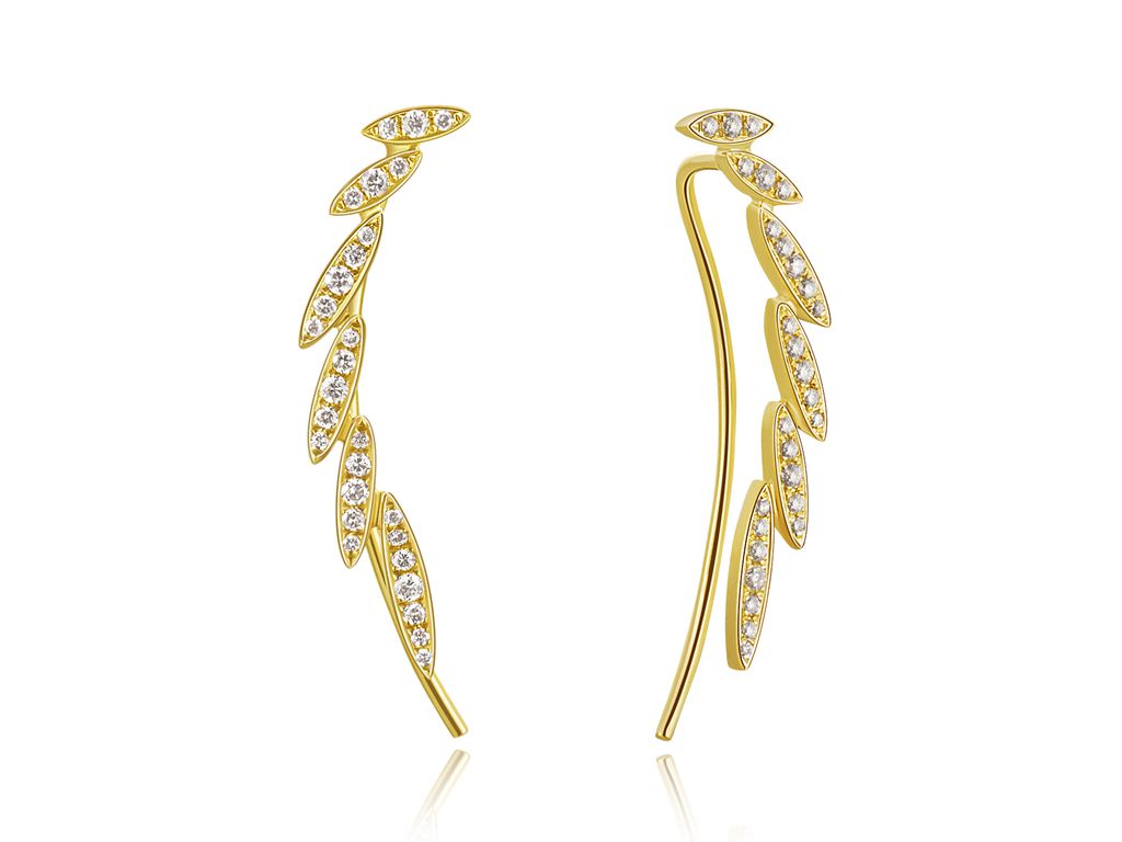 Diamond Leaf Ear Crawler Yellow Gold