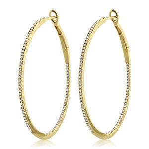Diamond Hoop Earrings Large Yellow Gold