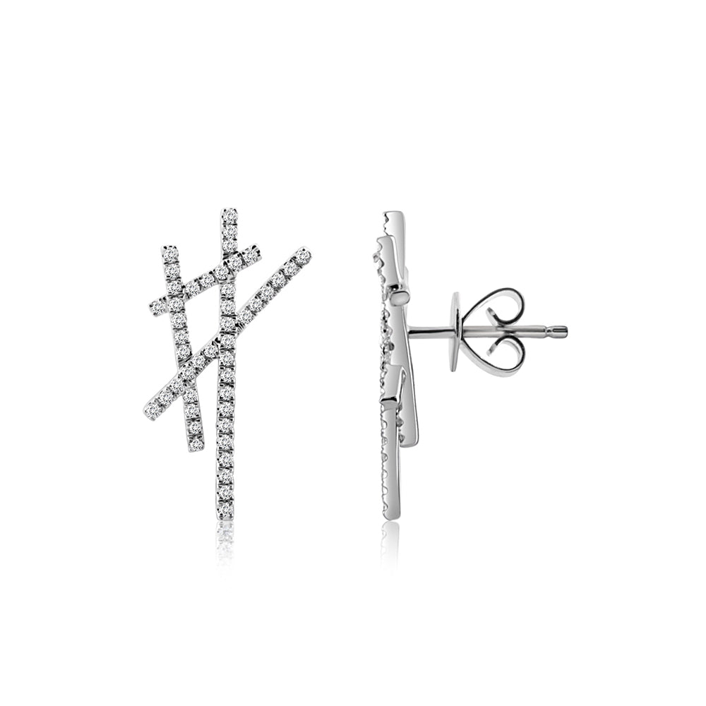 Diamond Criss Cross Earrings White Gold