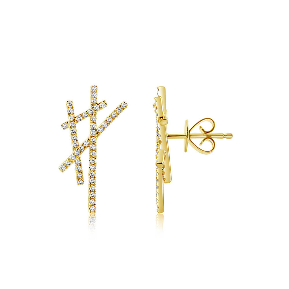 Diamond Criss Cross Earrings Yellow Gold