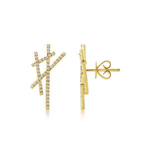 Diamond Criss Cross Earrings Yellow Gold