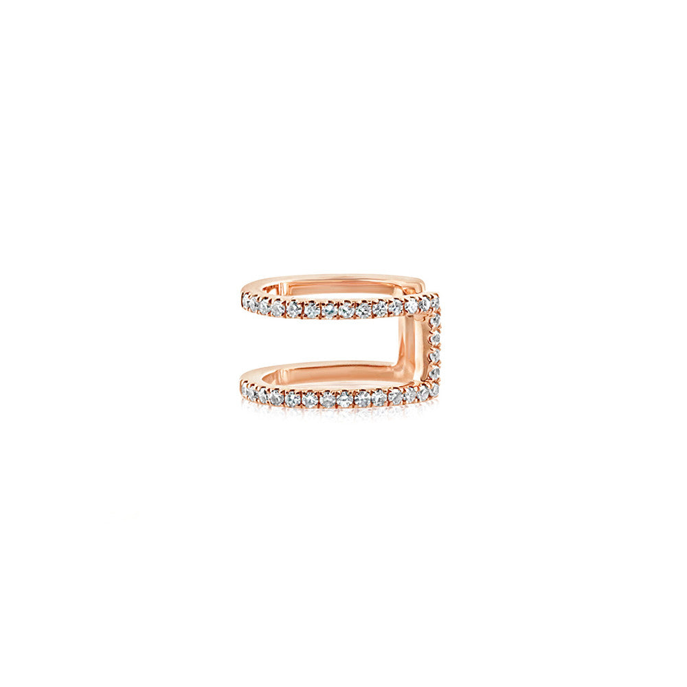 Diamond Double Row Ear Cuff Rose Gold