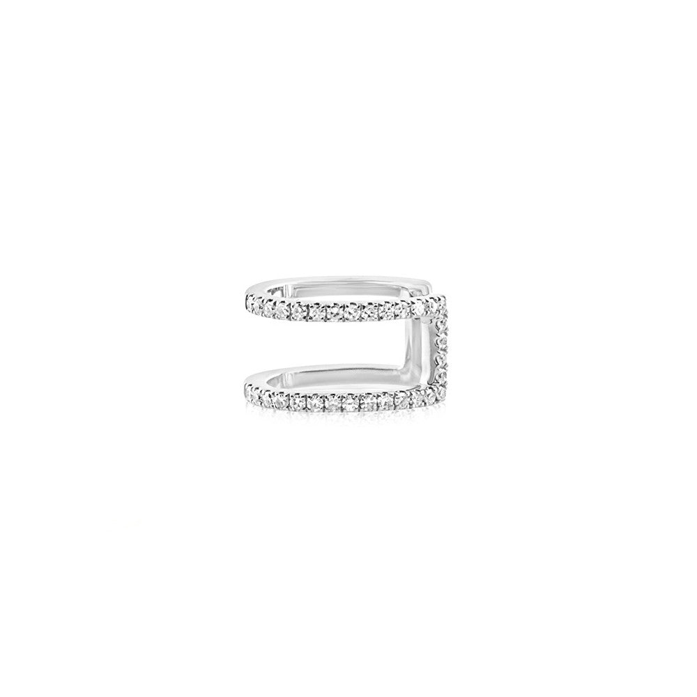 Diamond Double Row Ear Cuff White Gold