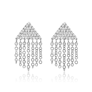 Diamond Triangle Fringe Earrings White Gold