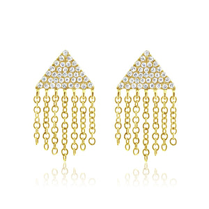 Diamond Triangle Fringe Earrings Yellow Gold