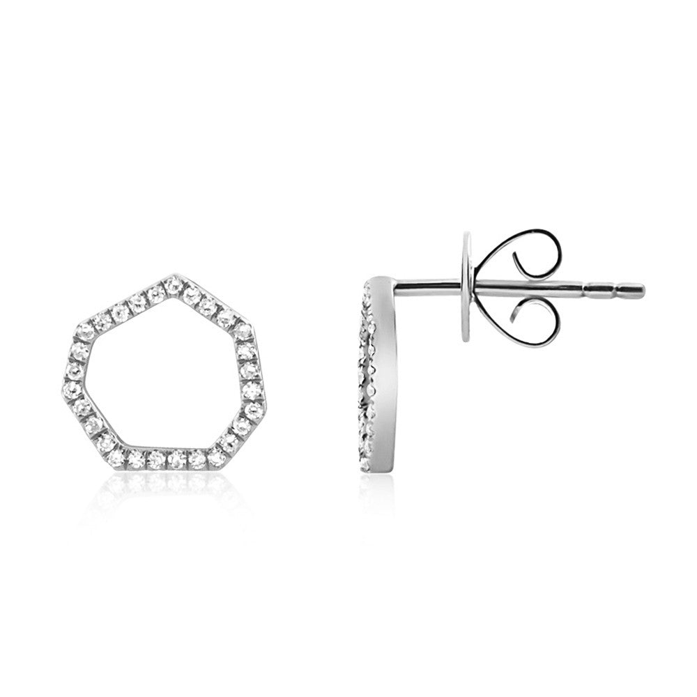 Diamond Heptagon Earrings White Gold