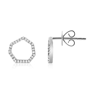 Diamond Heptagon Earrings White Gold