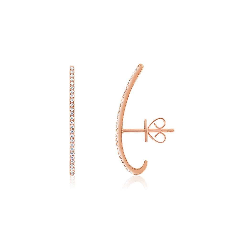Diamond Bar Huggies Rose Gold