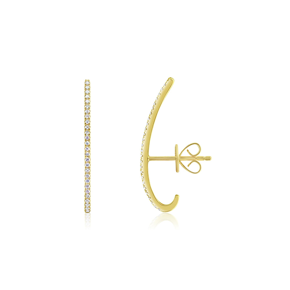 Diamond Bar Huggies Yellow Gold