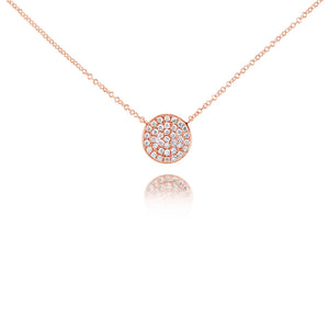 Diamond Curved Disc Necklace Rose Gold