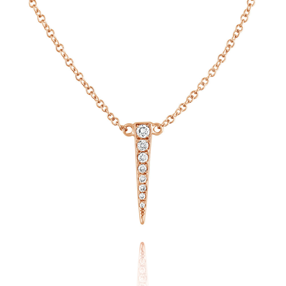 Small Diamond Dagger Necklace Rose Gold