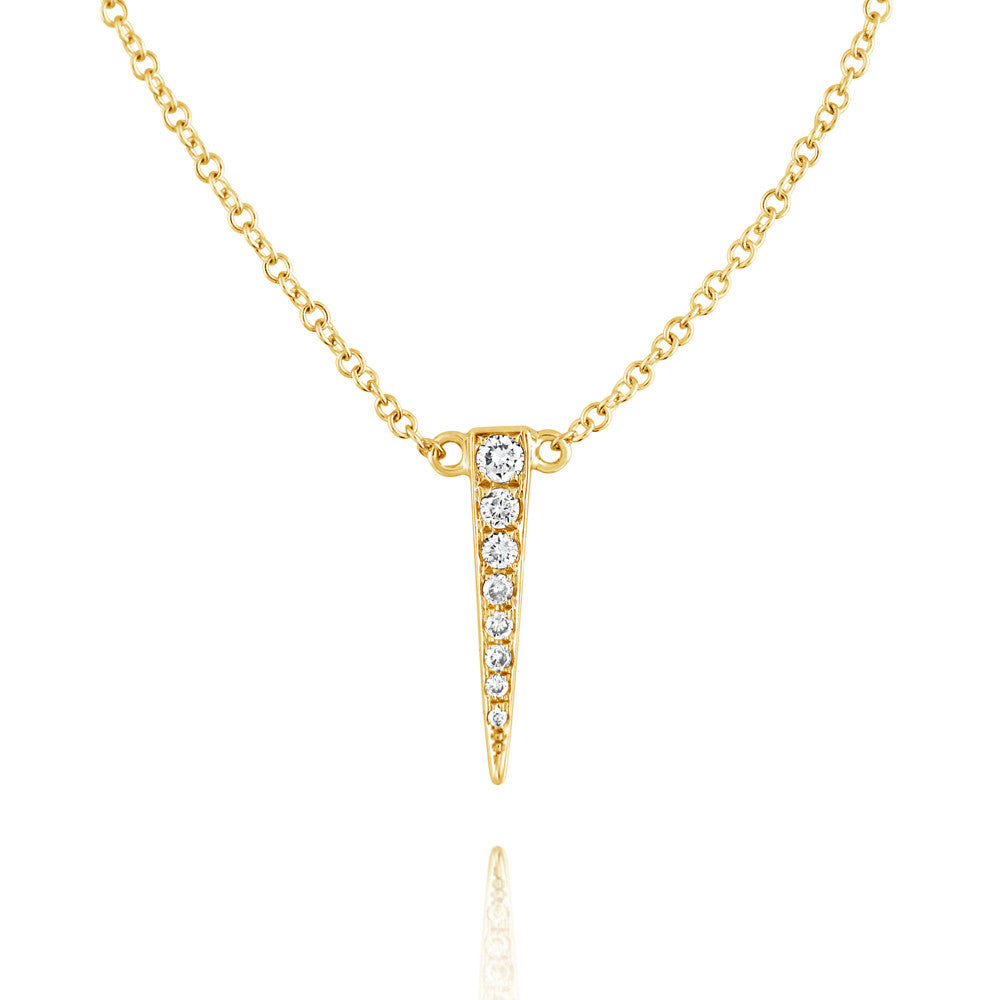 Small Diamond Dagger Necklace Yellow Gold