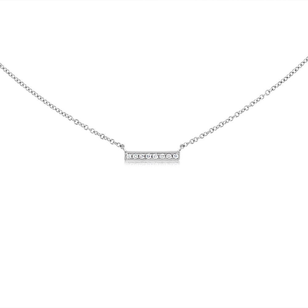 Small Diamond Bar Necklace White Gold