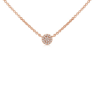 Mini Diamond Disc Necklace Rose Gold