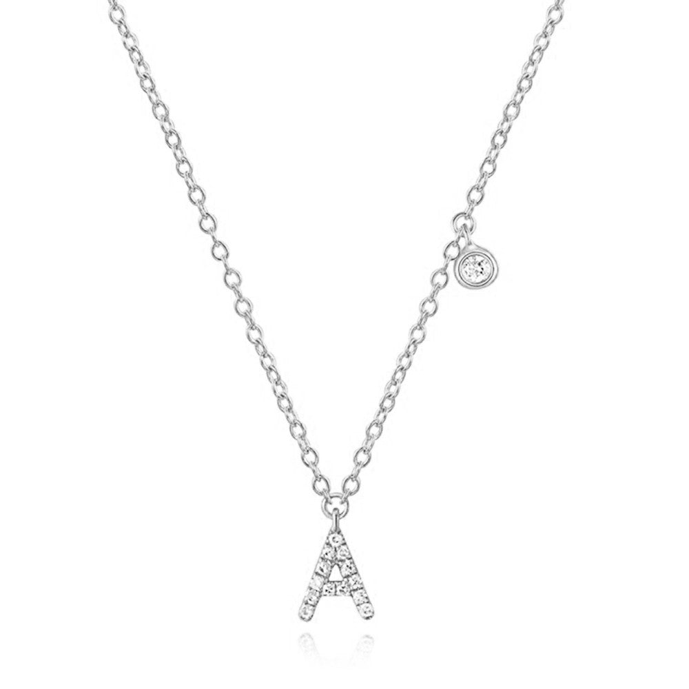Diamond Initial Necklace White Gold