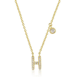Diamond Initial Necklace Yellow Gold