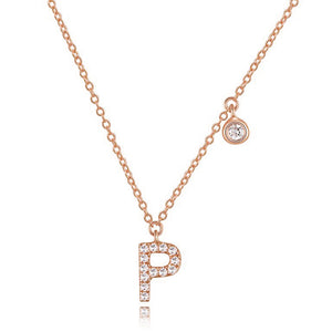 Diamond Initial Necklace Rose Gold