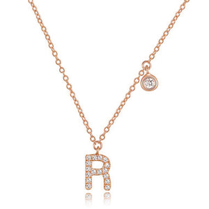 Diamond Initial Necklace Rose Gold