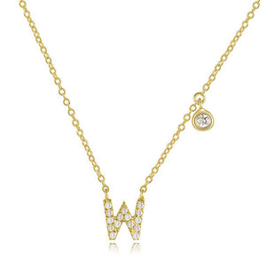 Diamond Initial Necklace Yellow Gold