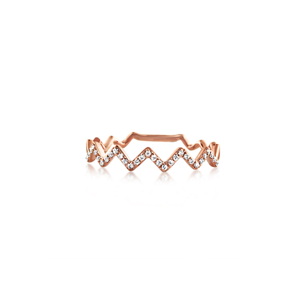 Zig Zag Diamond Ring Rose Gold