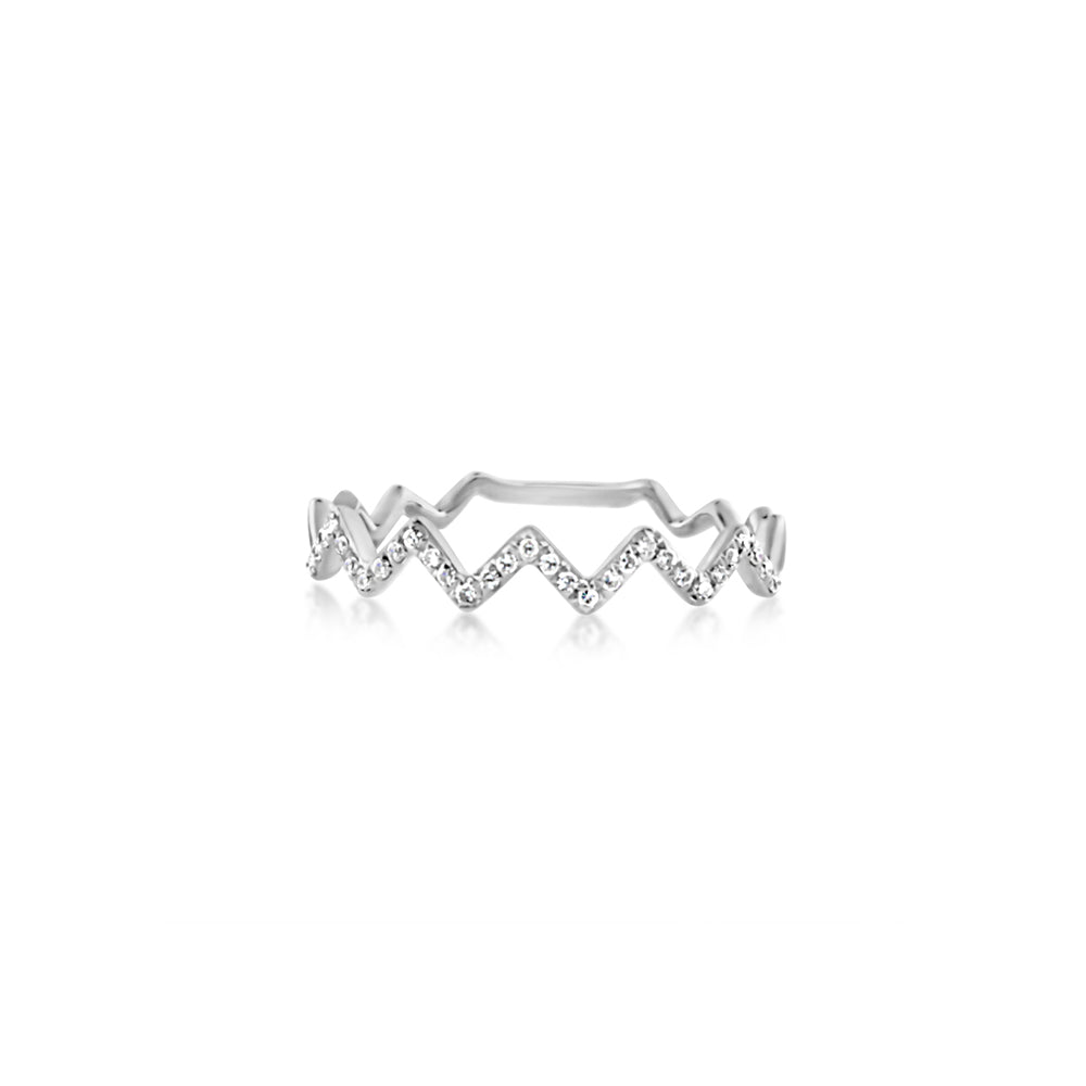 Zig Zag Diamond Ring White Gold