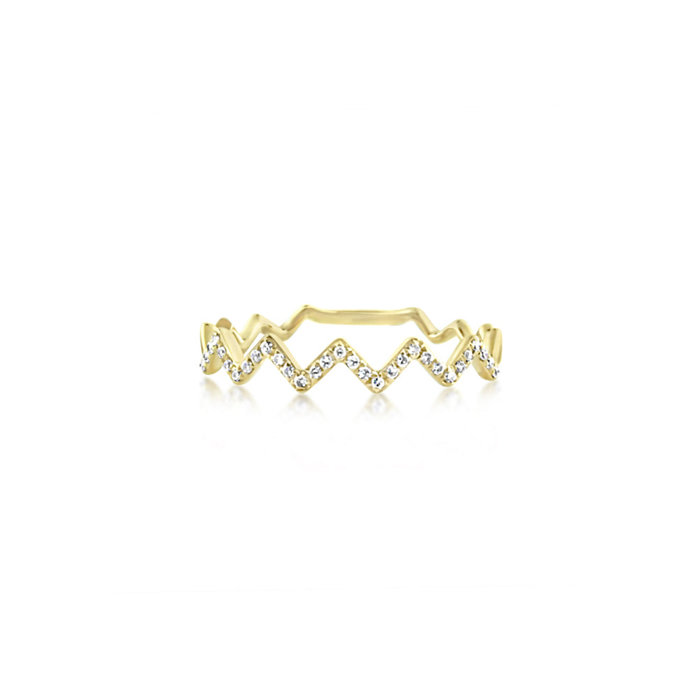 Zig Zag Diamond Ring Yellow Gold
