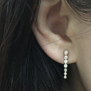Bezel Set Diamond Drop Earrings White Gold