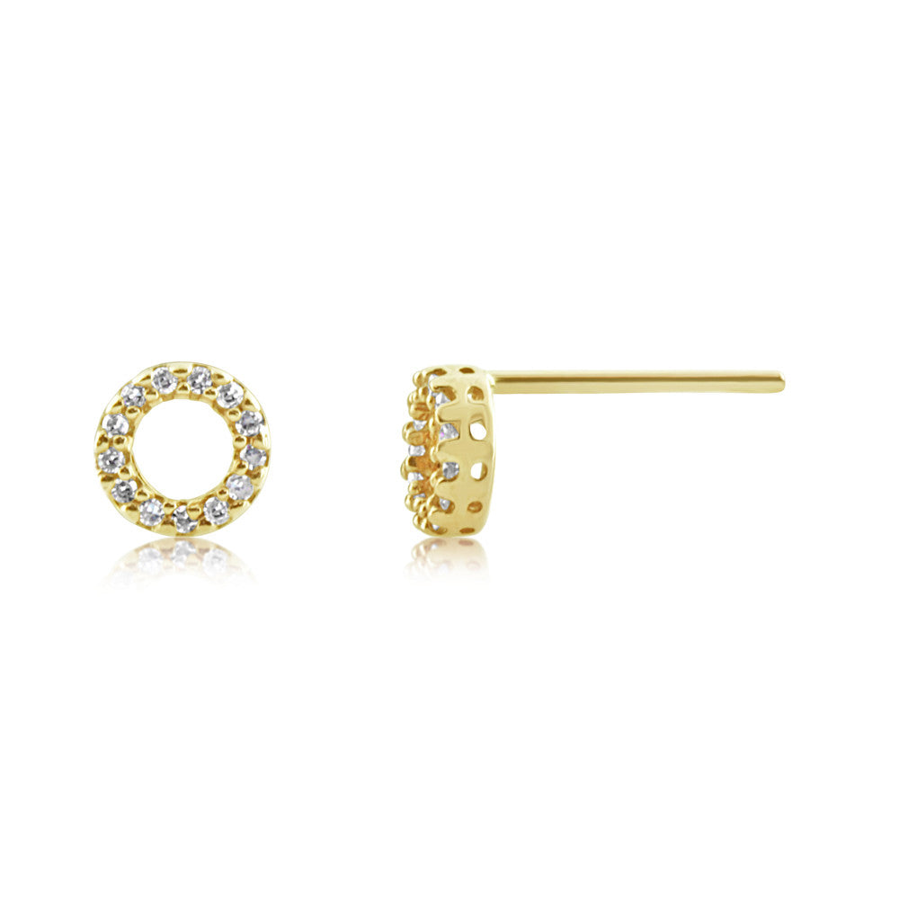 Diamond Circle Earrings Yellow Gold