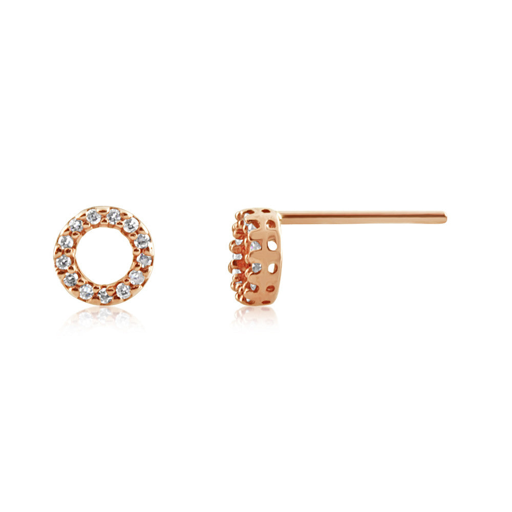 Diamond Circle Earrings Rose Gold