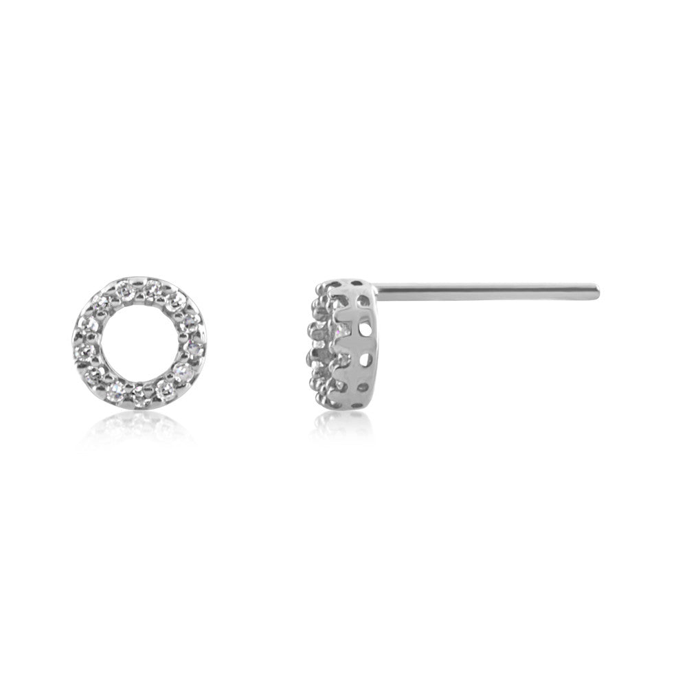 Diamond Circle Earrings White Gold