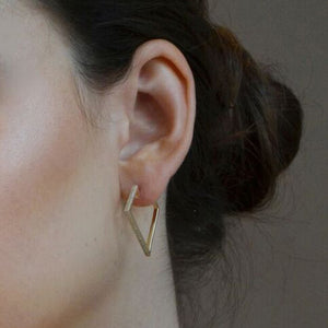 Diamond Geometric Hoop Earrings Yellow Gold