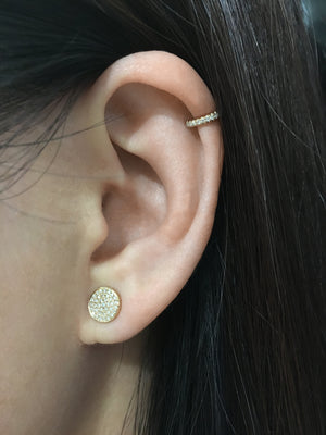 White & Black Diamond Huggie Earrings | 14K Gold Helix Hoops – Two of Most