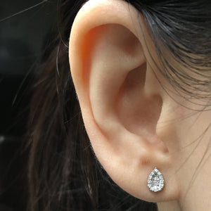 Diamond Pear Shape Stud Earrings White Gold