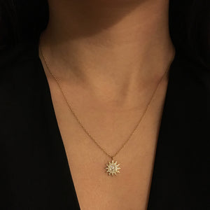Diamond Sun Necklace White Gold