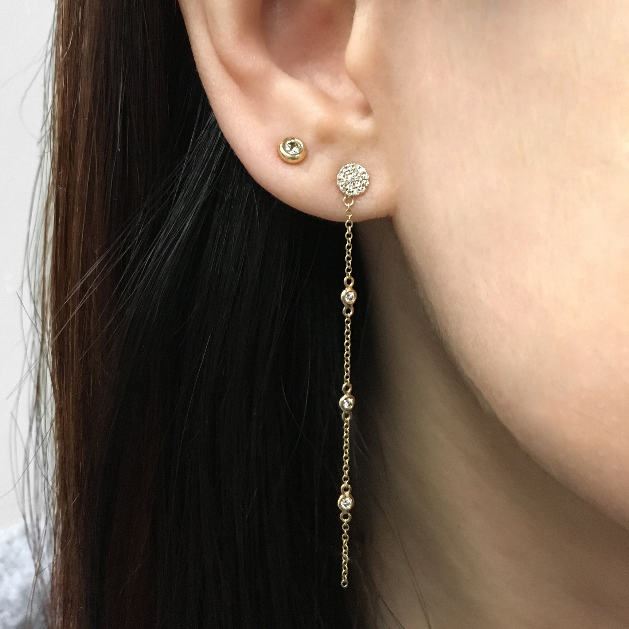 Eau de Rose Cut Diamond Iris Double Drop Earrings - Backs White Gold / Pair