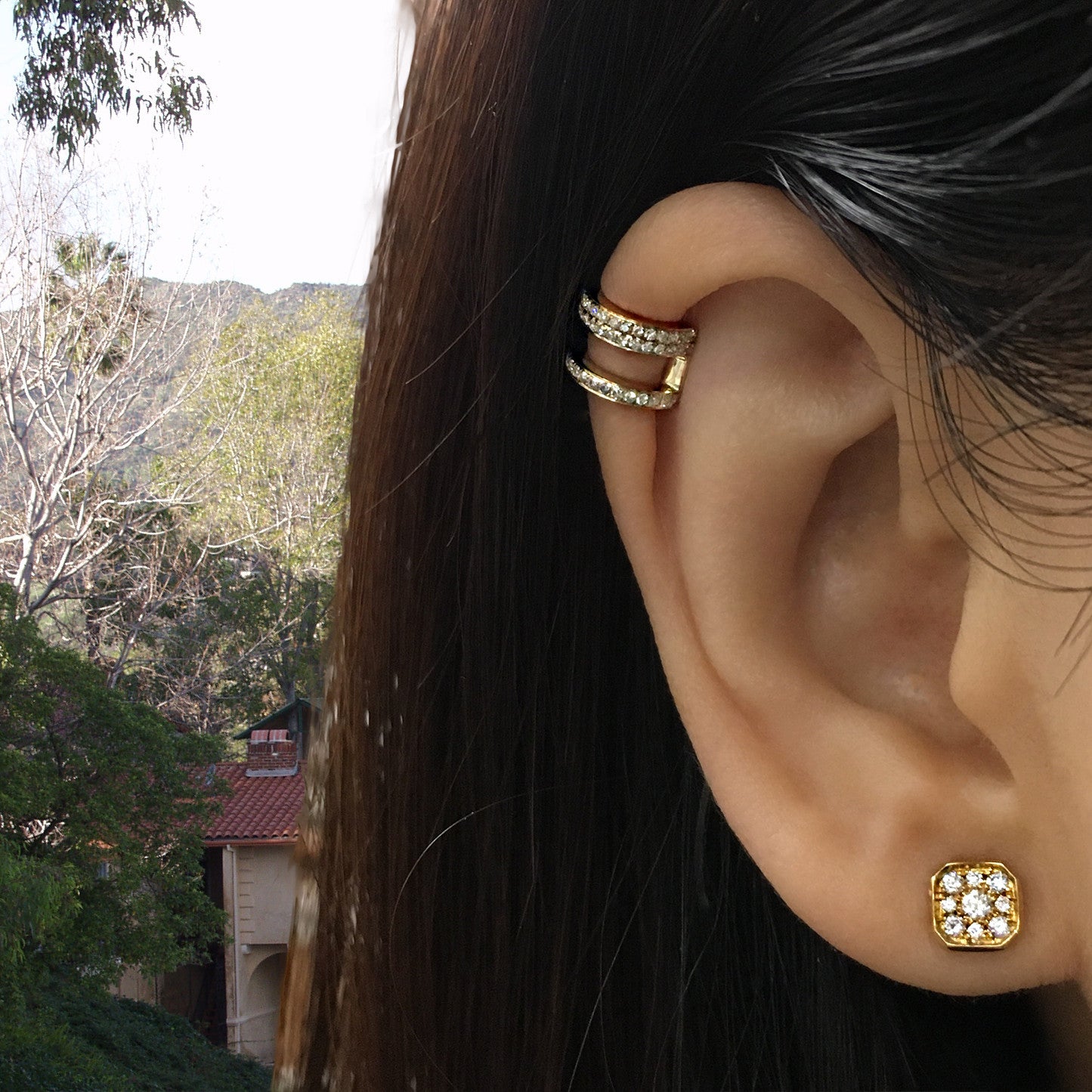 18K Gold Oversized Floating Diamond Ear Cuff | Jennifer Fisher